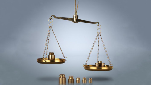 Balancing scale with weights, symbolising, competitive analysis, career comparisons and strategic positioning.